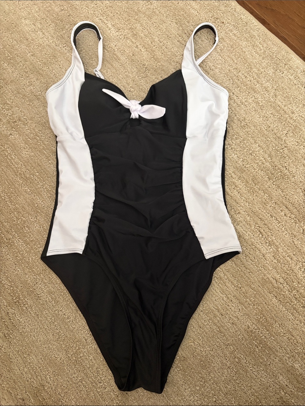 Source Unknown Black and White One-Piece Swimsuit